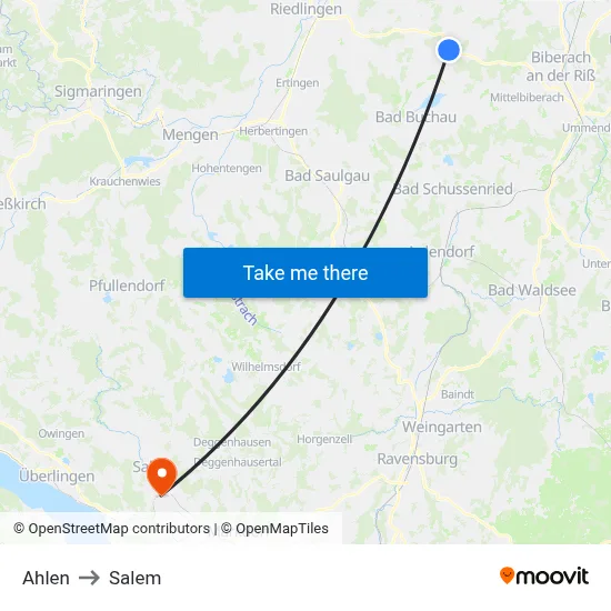 Ahlen to Salem map