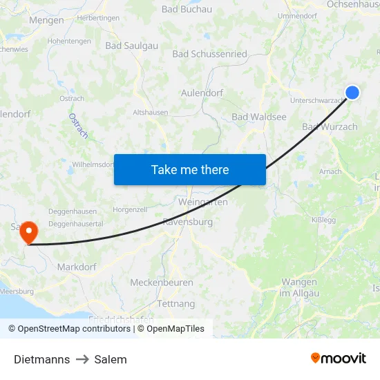 Dietmanns to Salem map