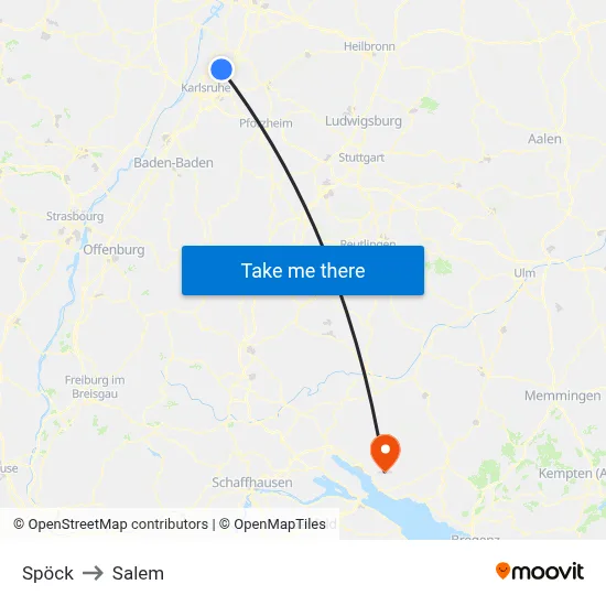 Spöck to Salem map