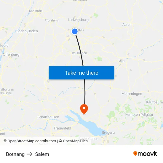 Botnang to Salem map