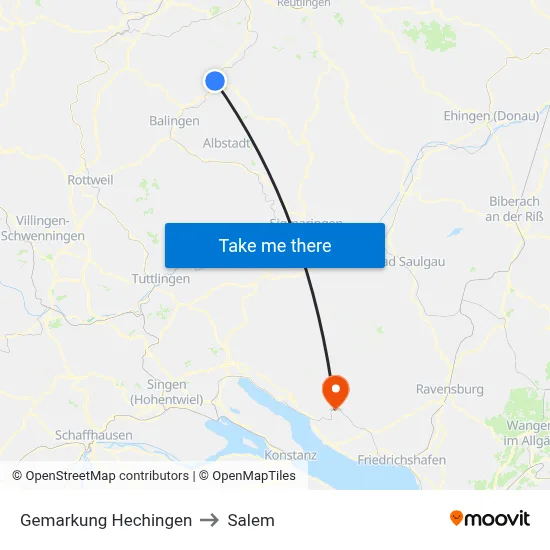 Gemarkung Hechingen to Salem map