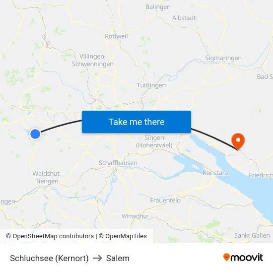 Schluchsee (Kernort) to Salem map
