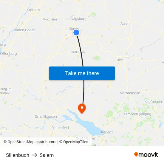 Sillenbuch to Salem map