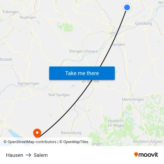 Hausen to Salem map
