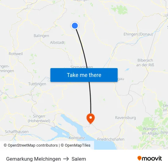 Gemarkung Melchingen to Salem map