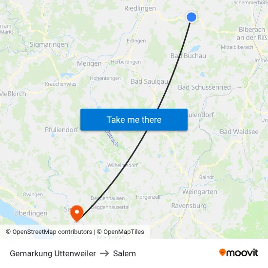 Gemarkung Uttenweiler to Salem map