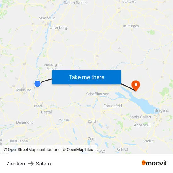 Zienken to Salem map