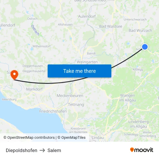 Diepoldshofen to Salem map