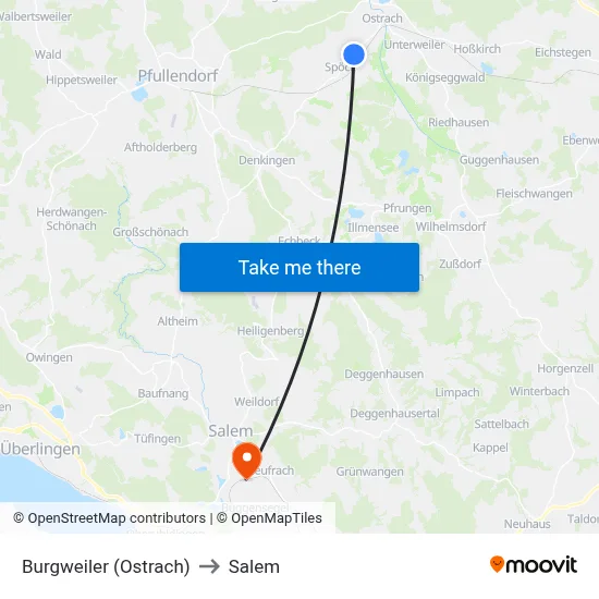 Burgweiler (Ostrach) to Salem map