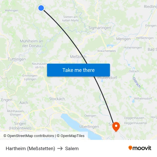 Hartheim (Meßstetten) to Salem map