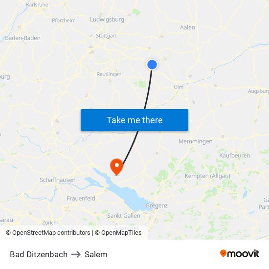 Bad Ditzenbach to Salem map