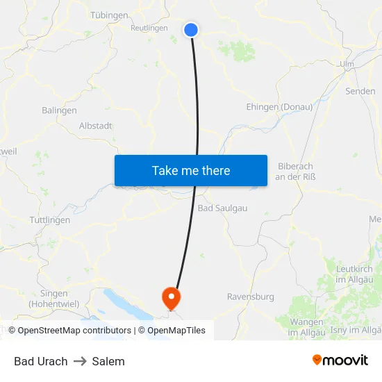 Bad Urach to Salem map