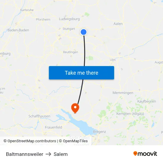 Baltmannsweiler to Salem map