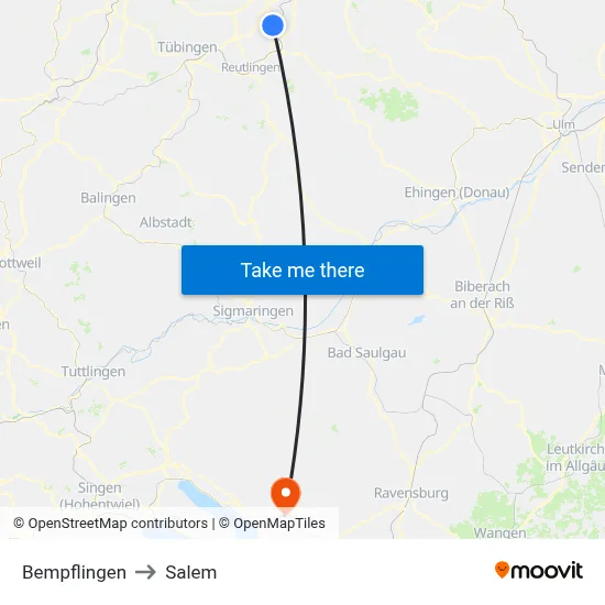 Bempflingen to Salem map