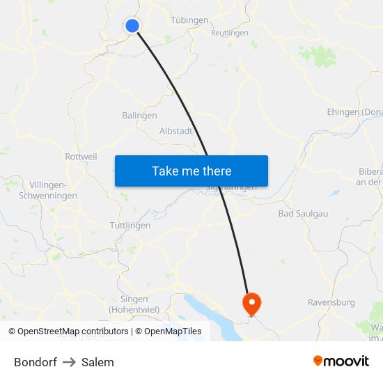 Bondorf to Salem map