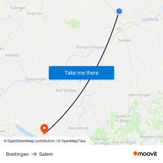 Breitingen to Salem map