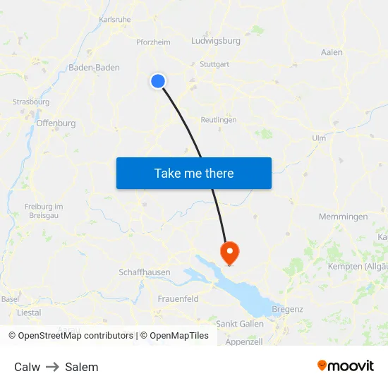 Calw to Salem map