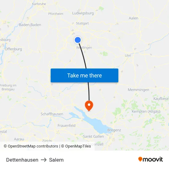 Dettenhausen to Salem map