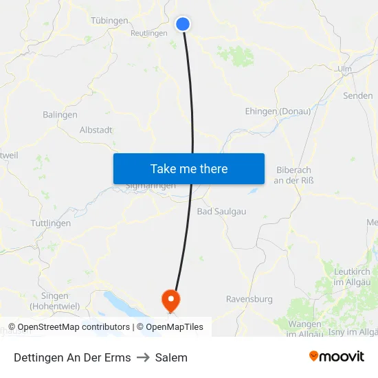 Dettingen An Der Erms to Salem map