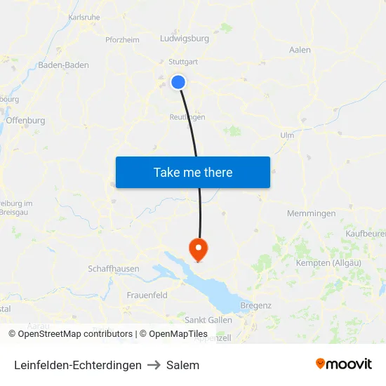 Leinfelden-Echterdingen to Salem map