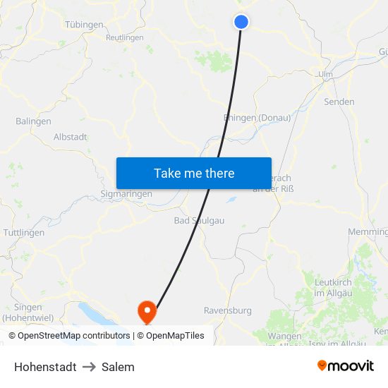 Hohenstadt to Salem map