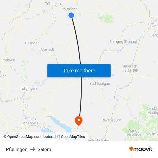 Pfullingen to Salem map