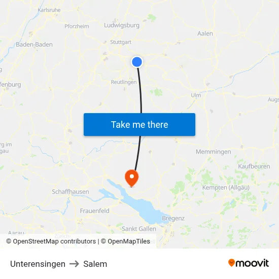 Unterensingen to Salem map
