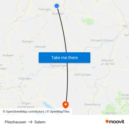 Pliezhausen to Salem map