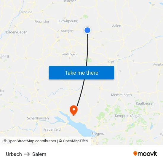 Urbach to Salem map