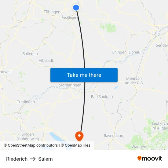 Riederich to Salem map