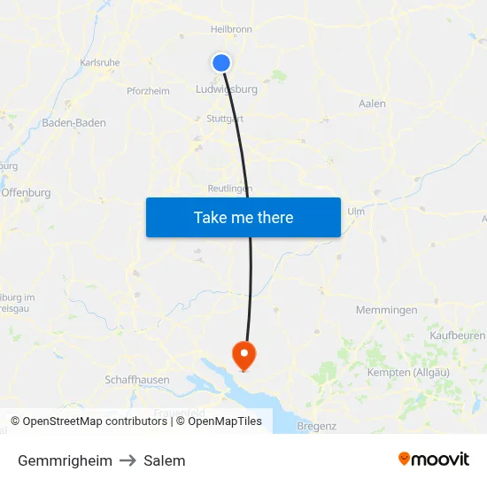 Gemmrigheim to Salem map
