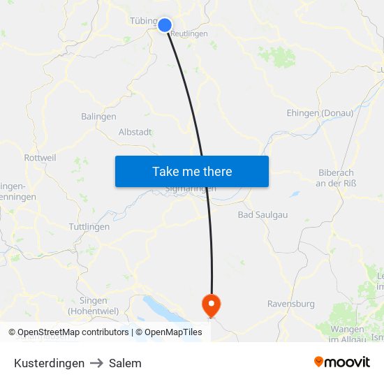 Kusterdingen to Salem map