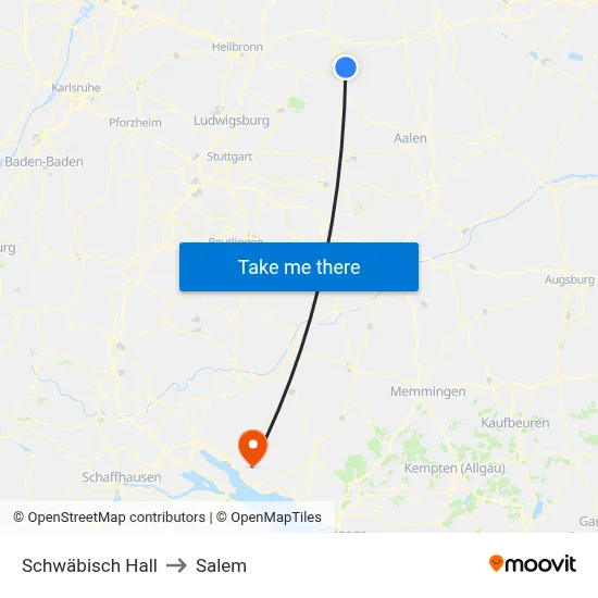 Schwäbisch Hall to Salem map
