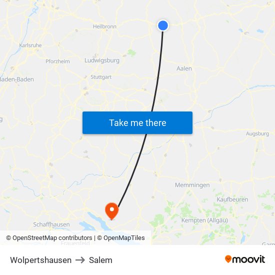 Wolpertshausen to Salem map