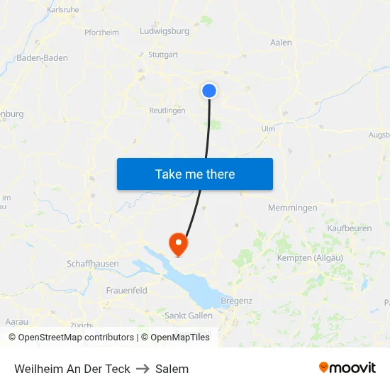 Weilheim An Der Teck to Salem map