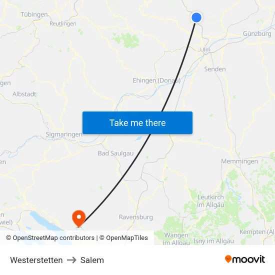 Westerstetten to Salem map