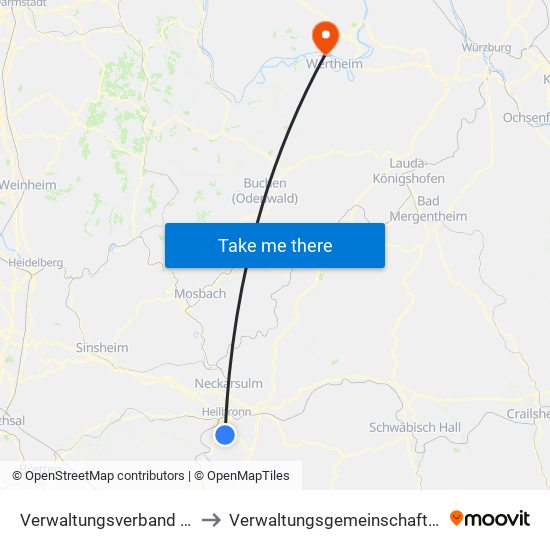 Verwaltungsverband Flein-Talheim to Verwaltungsgemeinschaft Kreuzwertheim map