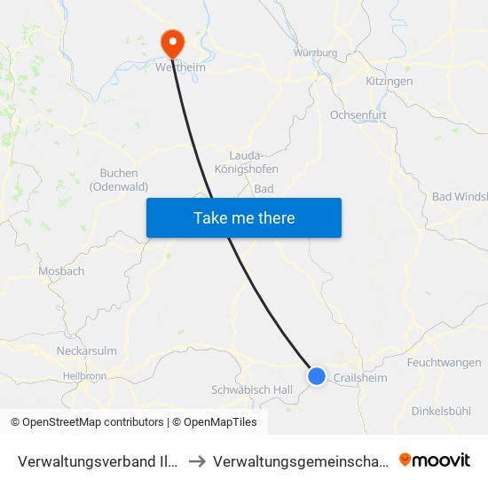 Verwaltungsverband Ilshofen-Vellberg to Verwaltungsgemeinschaft Kreuzwertheim map