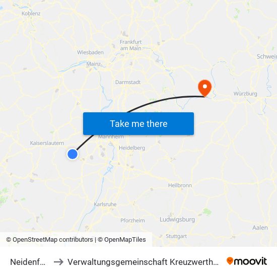 Neidenfels to Verwaltungsgemeinschaft Kreuzwertheim map