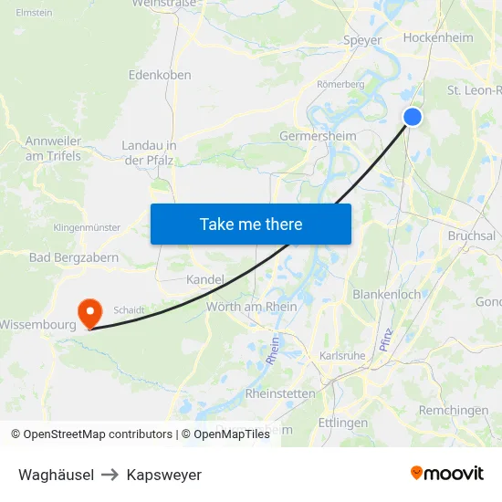 Waghäusel to Kapsweyer map