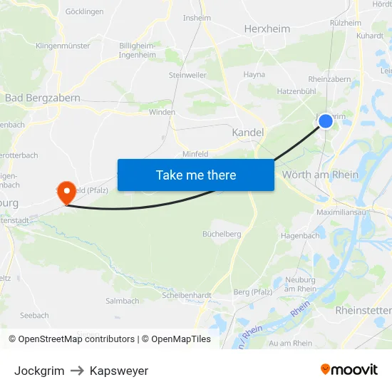 Jockgrim to Kapsweyer map