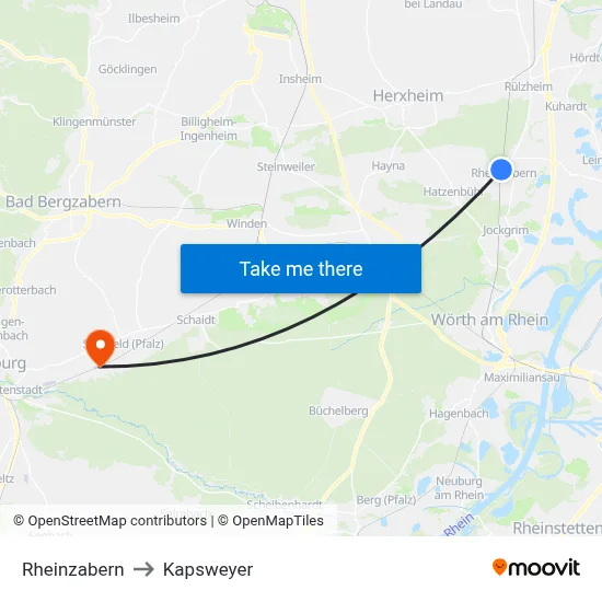 Rheinzabern to Kapsweyer map