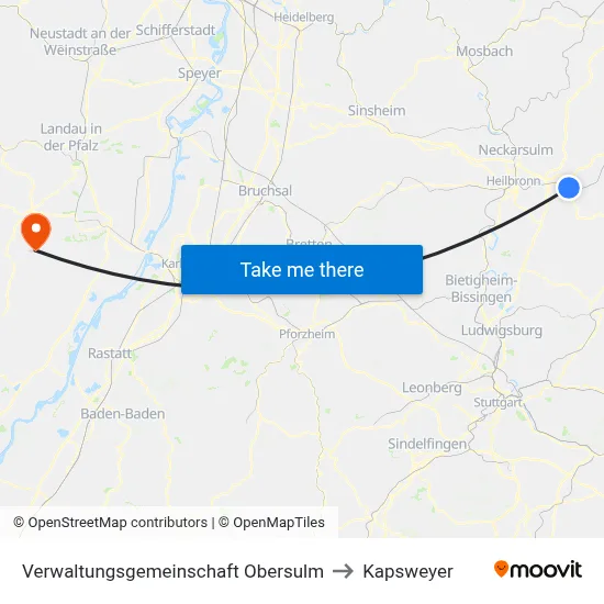 Verwaltungsgemeinschaft Obersulm to Kapsweyer map