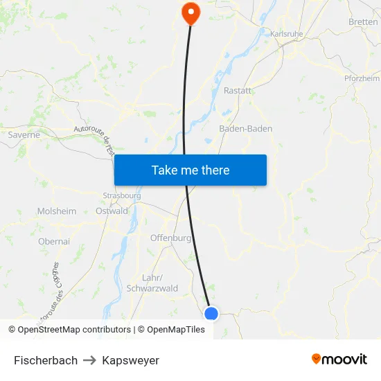 Fischerbach to Kapsweyer map