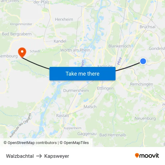Walzbachtal to Kapsweyer map