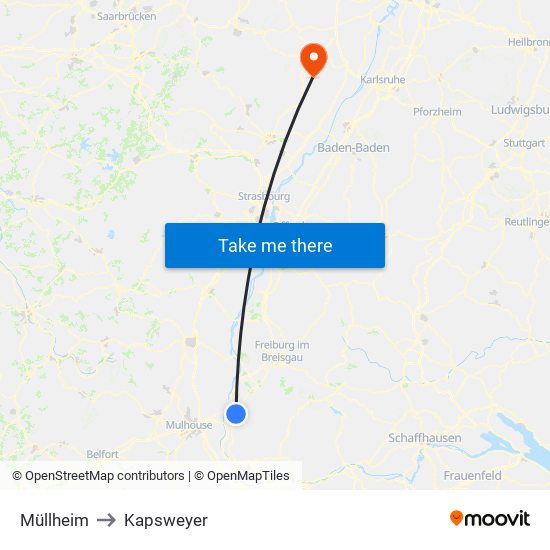 Müllheim to Kapsweyer map
