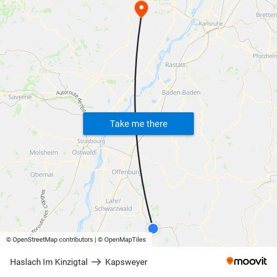 Haslach Im Kinzigtal to Kapsweyer map