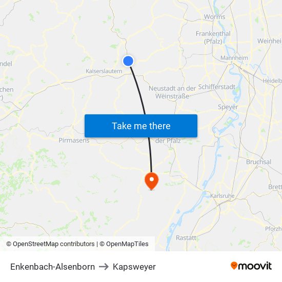 Enkenbach-Alsenborn to Kapsweyer map