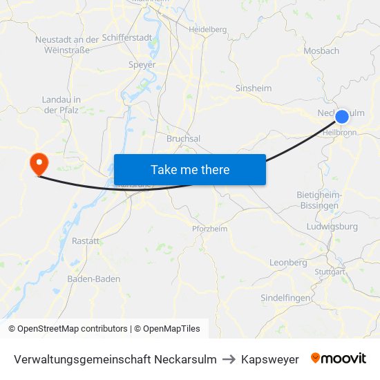 Verwaltungsgemeinschaft Neckarsulm to Kapsweyer map