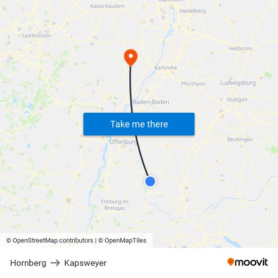 Hornberg to Kapsweyer map